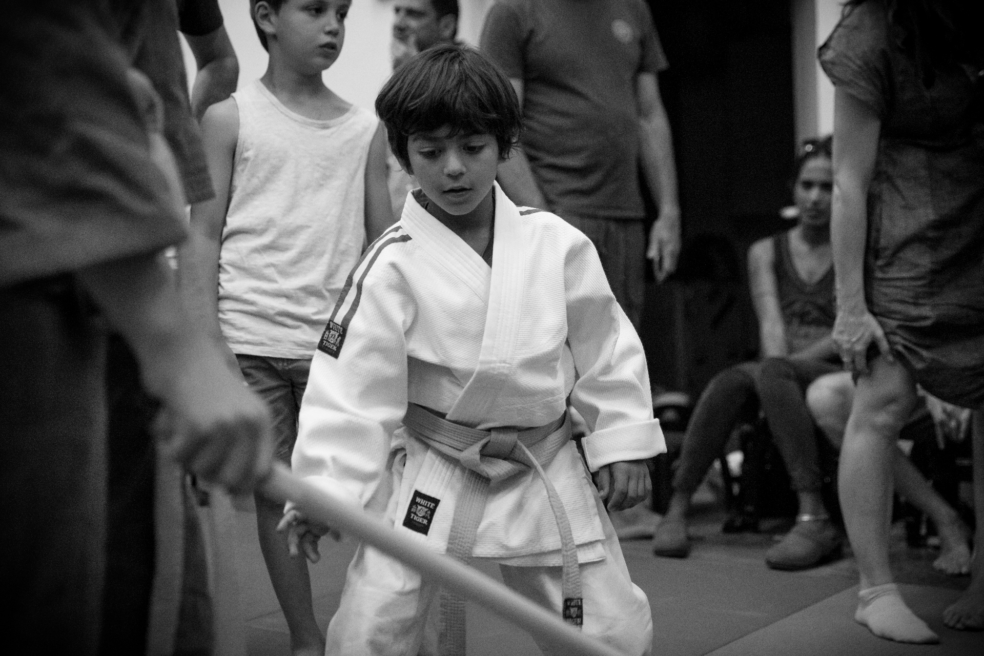 Young student focused during training